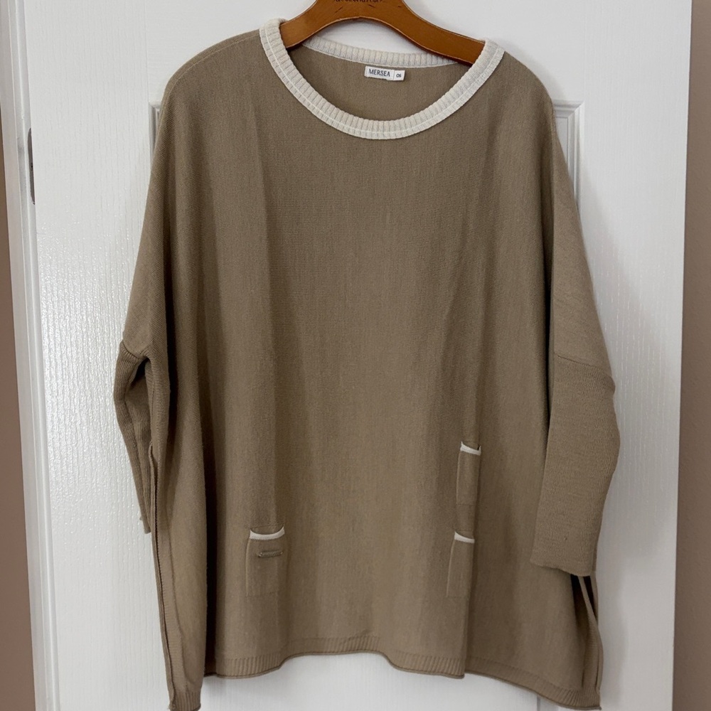 Women's Tan Crew Neck Sweater